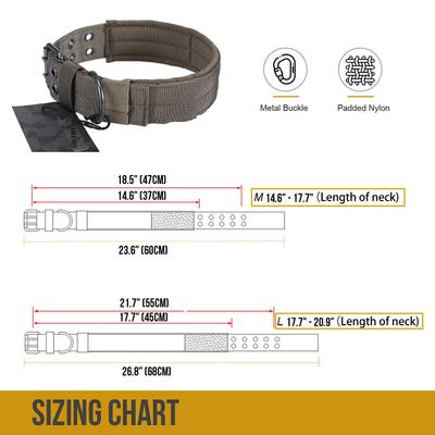 Show full view: OneTigris Nylon Military Dog Collar, Black, Large: 17.7 to 20.9-in neck, 1.5-in wide slide 2 of 9