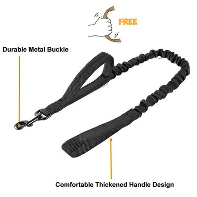 Show full view: OneTigris Training Nylon Bungee Dog Leash, Black, 3.875-ft long, 1-in wide slide 5 of 11