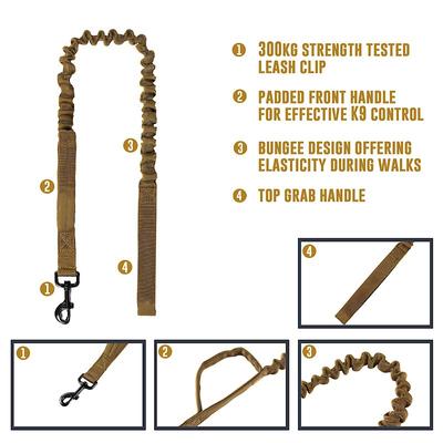 Show full view: OneTigris Training Nylon Bungee Dog Leash, Black, 3.875-ft long, 1-in wide slide 8 of 11