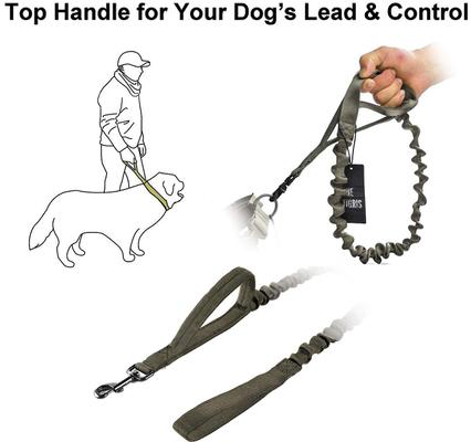 Show full view: OneTigris Training Nylon Bungee Dog Leash, Ranger Green, 3.875-ft long, 1-in wide slide 6 of 9