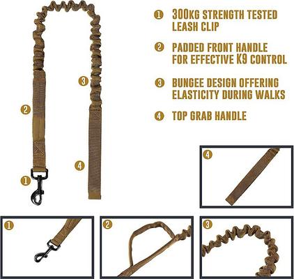 Show full view: OneTigris Training Nylon Bungee Dog Leash, Tan, 3.875-ft long, 1-in wide slide 10 of 12