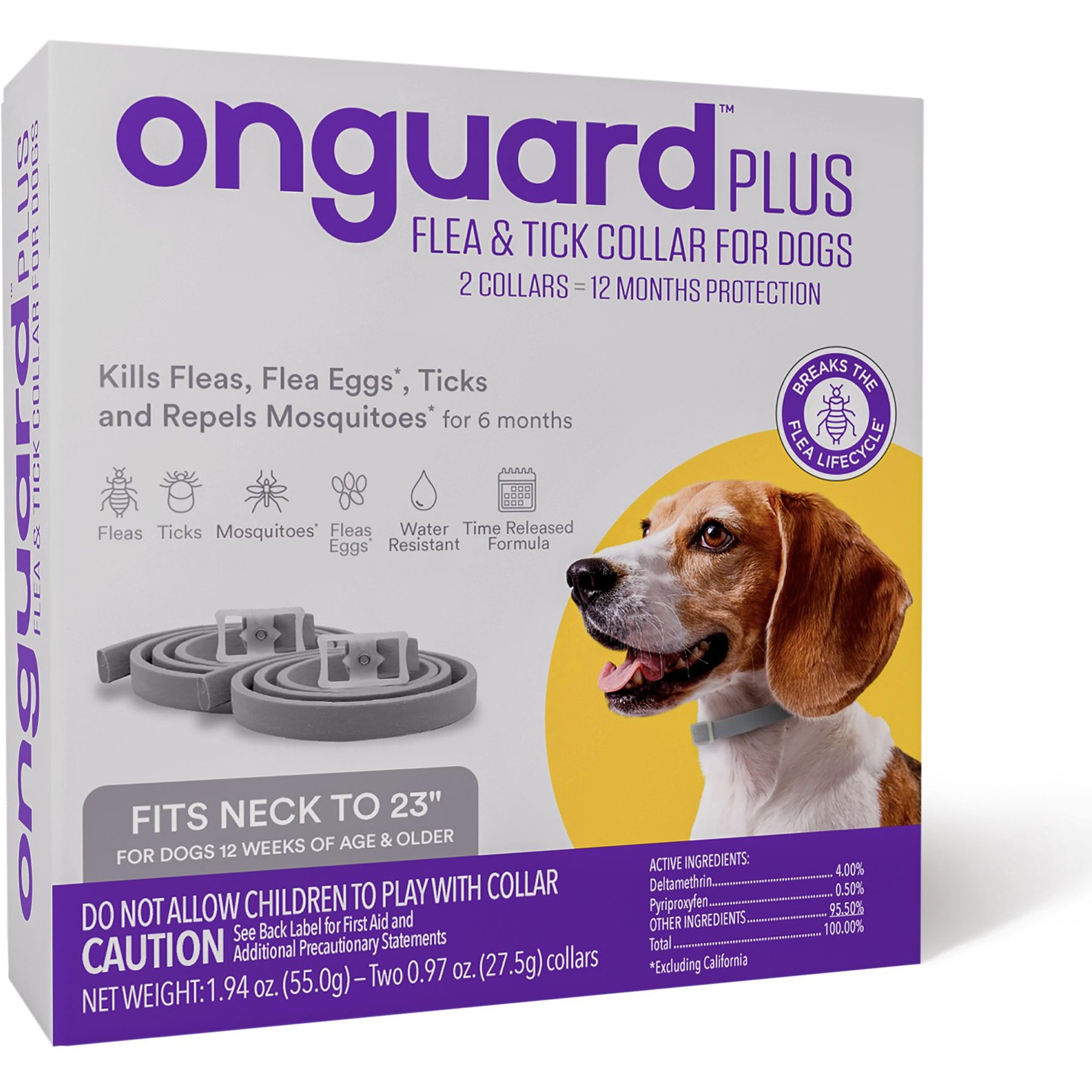 Onguard Plus Flea & Tick Collar for Dogs, 2 collars (12-mos. supply)