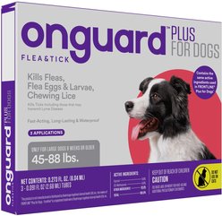 Onguard Plus Flea & Tick Spot Treatment for Dogs, 45-88 lbs, 3 Doses (3-mos. supply)