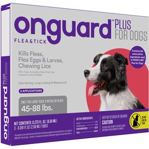 Onguard Plus Flea & Tick Spot Treatment for Dogs, 45-88 lbs, 3 Doses (3-mos. supply)