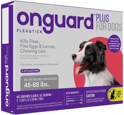 Onguard Plus Flea & Tick Spot Treatment for Dogs, 45-88 lbs, 6 Doses (6-mos. supply) slide 1 of 7