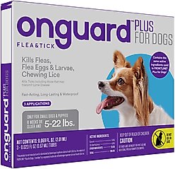 Onguard Plus Flea & Tick Spot Treatment for Dogs, 5-22 lbs, 3 Doses (3-mos. supply)