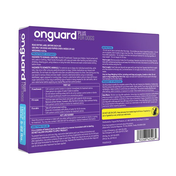Onguard Plus Flea & Tick Spot Treatment for Dogs, 5-22 lbs