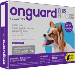 Onguard Plus Flea & Tick Spot Treatment for Dogs, 5-22 lbs, 6 Doses (6-mos. supply)