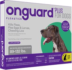 Onguard Plus Flea & Tick Spot Treatment for Dogs, 89-132 lbs, 3 Doses (3-mos. supply)