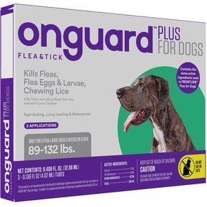 Onguard Plus Flea & Tick Spot Treatment for Dogs, 89-132 lbs, 3 Doses (3-mos. supply)