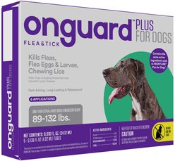 Onguard Plus Flea & Tick Spot Treatment for Dogs, 89-132 lbs, 6 Doses (6-mos. supply)
