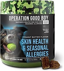 Operation Good Boy Peanut Butter Flavored Skin Health & Allergy Supplement for Dogs, 90 count