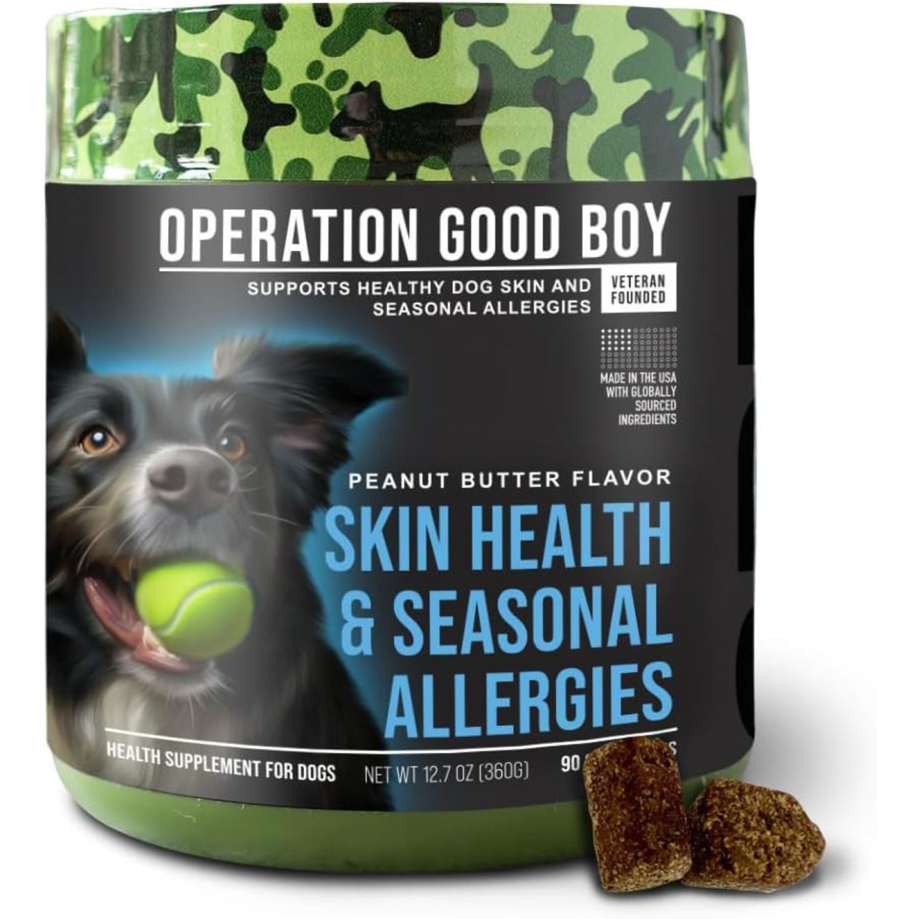 Operation Good Boy Peanut Butter Flavored Skin Health & Allergy Supplement for Dogs, 90 count
