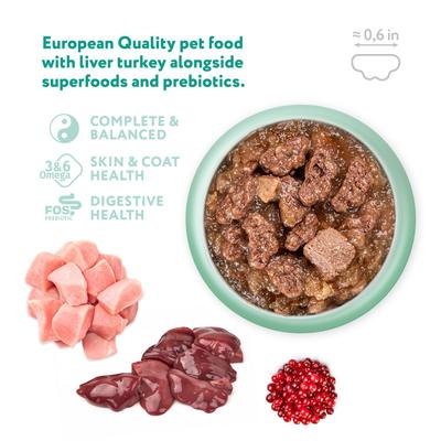 Show full view: Optimeal Liver & Turkey Recipe Tender Morsels Grain-Free in Aspic Adult Wet Dog Food, 3-oz pouch, 12 count slide 4 of 6