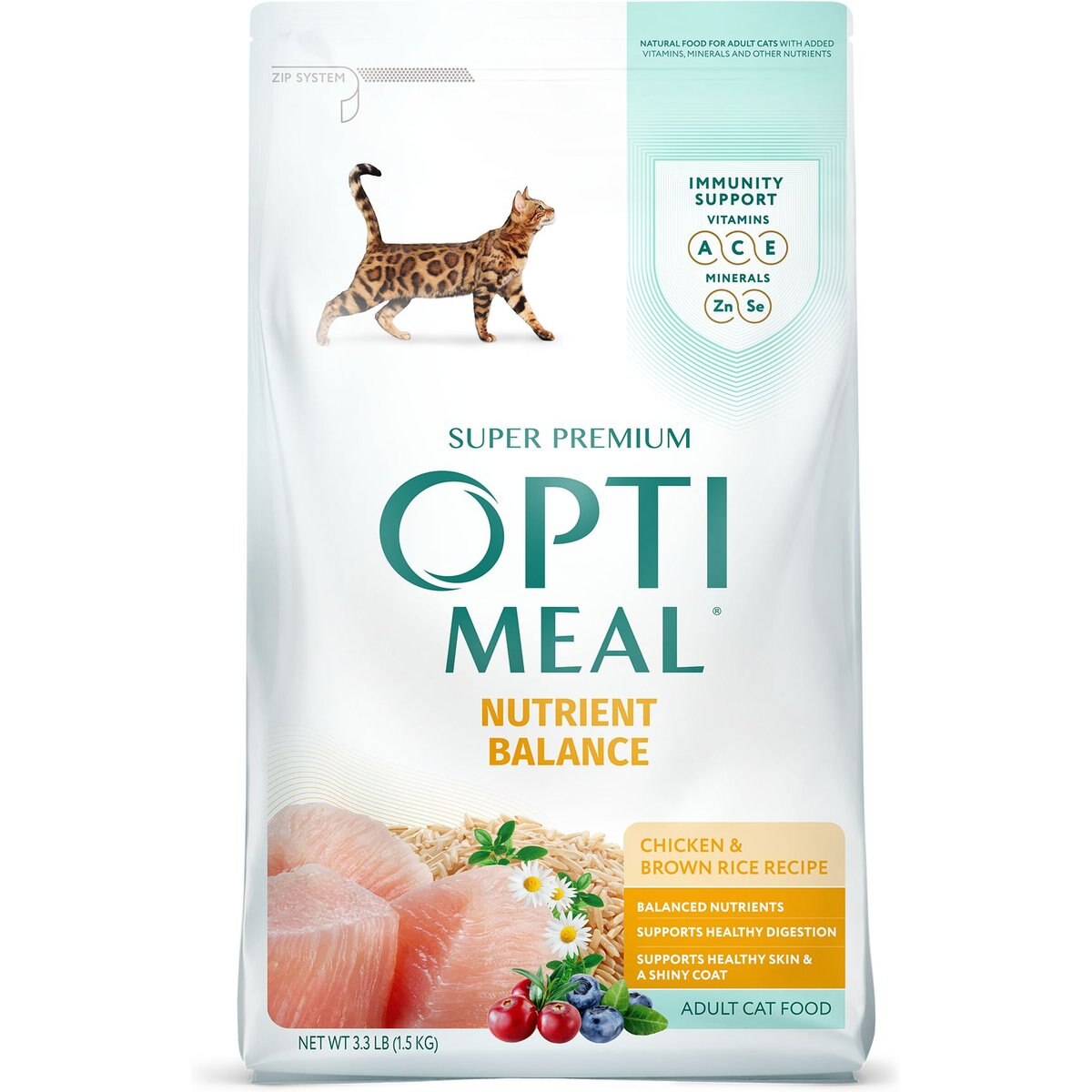 Optimeal Nutrient Balance Chicken & Brown Rice Recipe Dry Cat Food, 3.3-lb bag