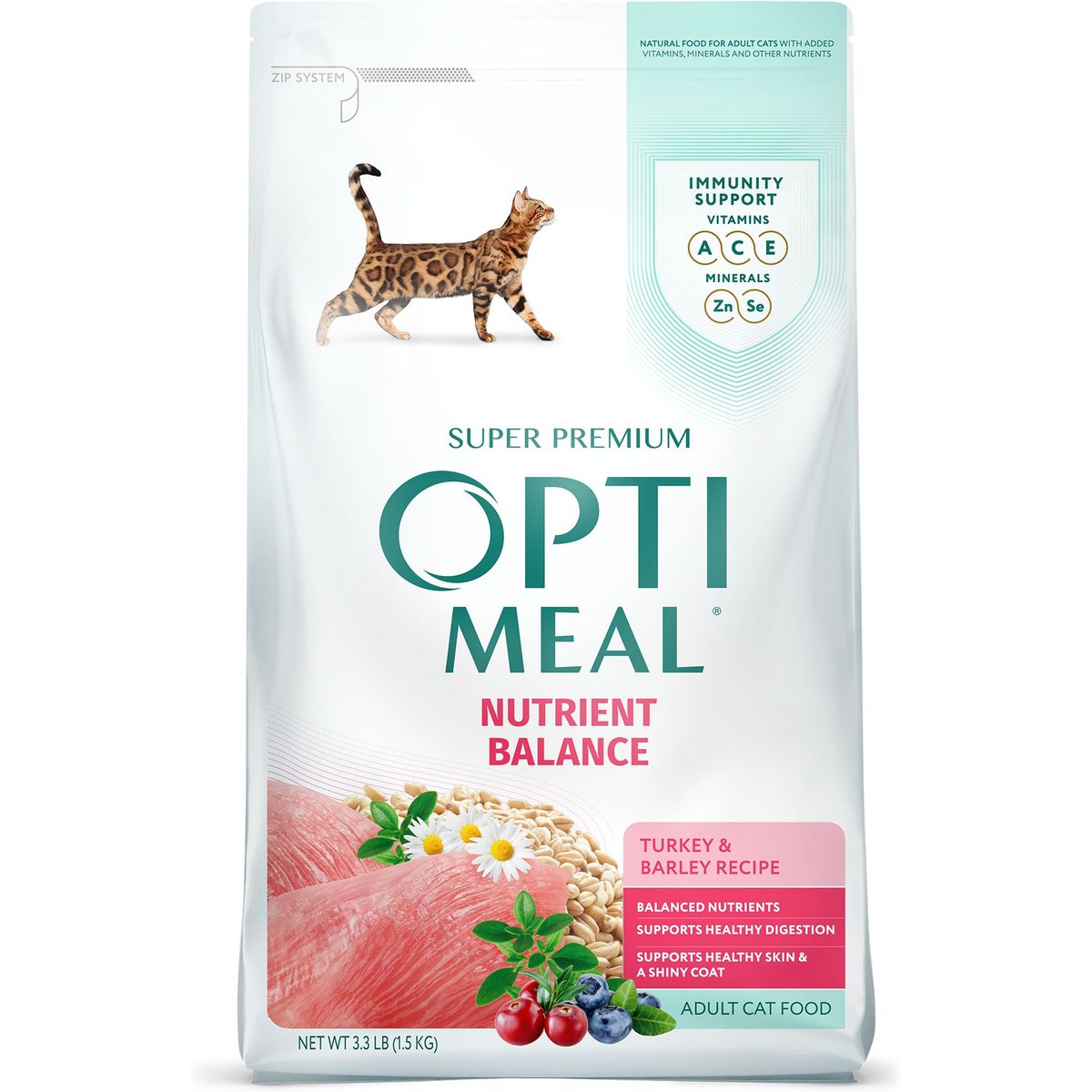 Optimeal Nutrient Balance Turkey & Barley Recipe Adult Dry Cat Food, 3.3-lb bag