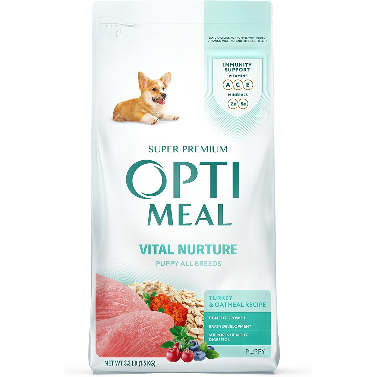 Optimeal Puppy Vital Nurture Turkey & Oatmeal Recipe Dry Dog Food, 3.3-lb bag