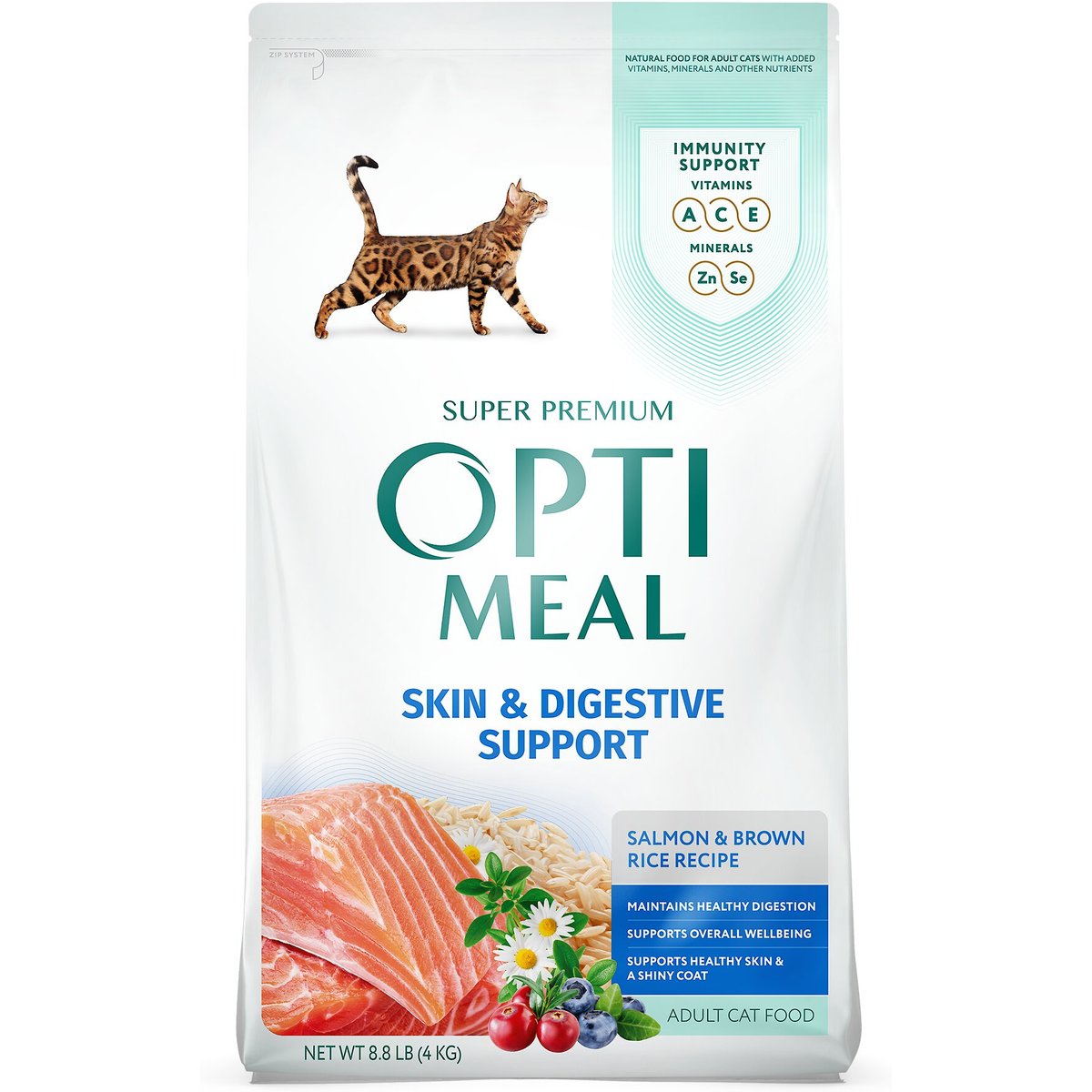 Optimeal Skin & Digestive Support Salmon & Brown Rice Recipe Dry Cat Food, 8.8-lb bag