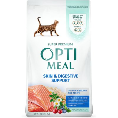 Optimeal Optimeal Skin & Digestive Support Salmon & Brown Rice Recipe Dry Cat Food, 8.8-lb bag