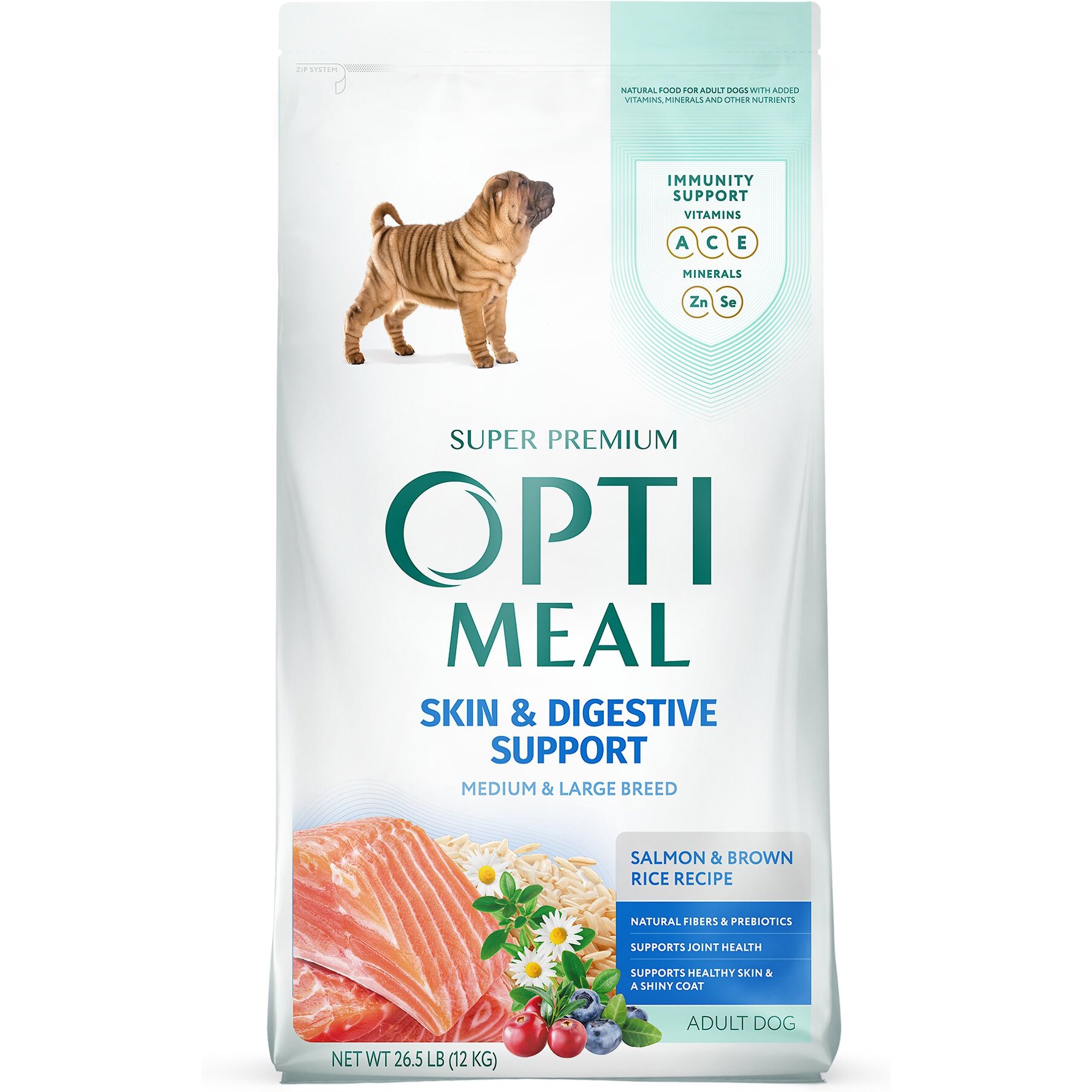 Optimeal Medium & Large Breed Skin & Digestive Support Salmon & Brown Rice Recipe Adult Dog Dry Food