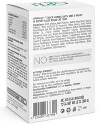 Optimeal Tender Morsels with Beef & Rabbit In Savory Sauce Recipe Wet Cat Food, 3-oz pouch, case of 24 slide 2 of 2