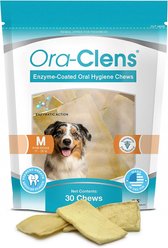 Ora-Clens Enzyme-Coated Oral Hygiene Medium Dental Dog Treats, 30 count