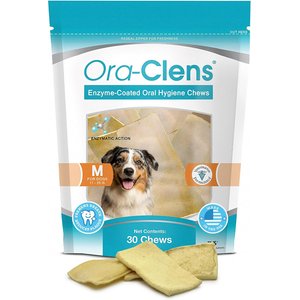 Ora-Clens Enzyme-Coated Oral Hygiene Medium Dental Dog Treats, 30 count