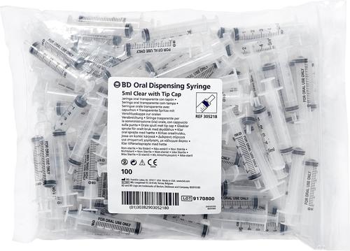 Show full view: Oral Syringes Dispensing Syringes with Tip Cap, 5-cc, 100 count slide 1 of 8