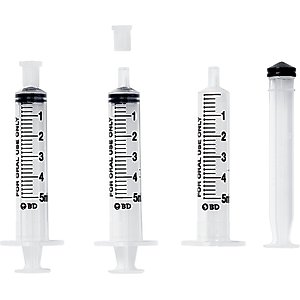 Oral Syringes Dispensing Syringes with Tip Cap, 5-cc, 100 count