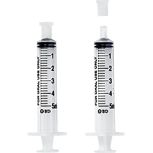 Oral Syringes Dispensing Syringes with Tip Cap, 5-cc, 100 count