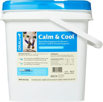 Show full view: Oralx Calm & Cool Daily Calming Hay Flavor Pellets Horse Supplement, 12-lb pail slide 2 of 4