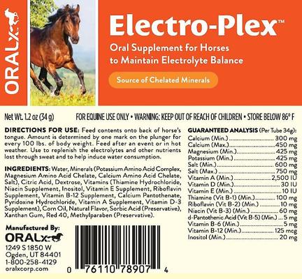 Show full view: Oralx Electro-Plex Electolyte Recovery Paste Horse Supplement, 1.2-oz syringe slide 2 of 3