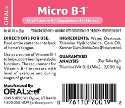 Oralx Micro B-1 Nervous System Support Paste Horse Supplement, 1.2-oz syringe slide 2 of 2