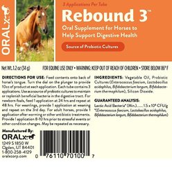 Oralx Rebound 3 Digestive Paste Horse Supplement, 1.2-oz syringe slide 2 of 2
