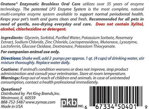 Show full view: Oratene Enzymatic Brushless Oral Care Dog & Cat Dental Water Additive, 4-fl oz bottle slide 7 of 11