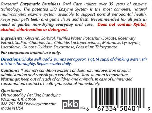 Show full view: Oratene Enzymatic Brushless Oral Care Dog & Cat Dental Water Additive, 4-fl oz bottle slide 8 of 11