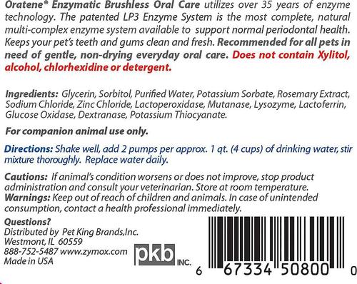 Show full view: Oratene Enzymatic Brushless Oral Care Dog & Cat Dental Water Additive, 8-fl oz bottle slide 7 of 11