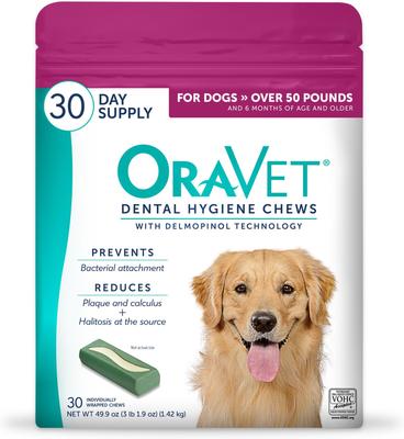 Show full view: OraVet Hygiene Dental Chews for Large & Giant Dogs, over 50-lbs, 30 count slide 1 of 10
