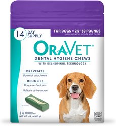 OraVet Hygiene Dental Chews for Medium Dogs, 25-50 lbs., 14 count