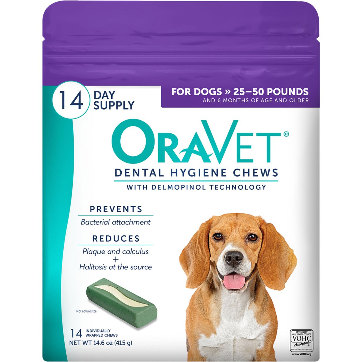 OraVet Hygiene Dental Chews for Medium Dogs, 25-50 lbs., 14 count