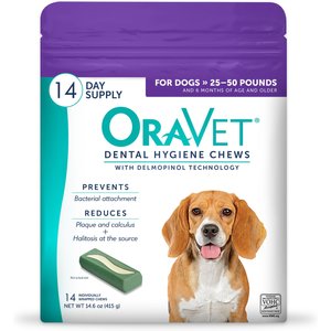 OraVet Hygiene Dental Chews for Medium Dogs, 25-50 lbs., 14 count