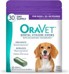 OraVet Hygiene Dental Chews for Medium Dogs, 25-50 lbs., 30 count