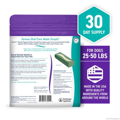 Show full view: OraVet Hygiene Dental Chews for Medium Dogs, 25-50 lbs., 30 count slide 9 of 10