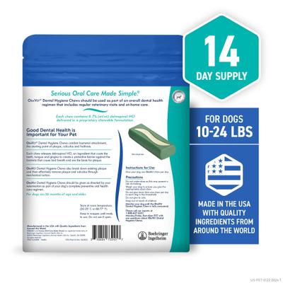Show full view: OraVet Hygiene Dental Chews for Small Dogs, 10-24 lbs., 14 count slide 9 of 10