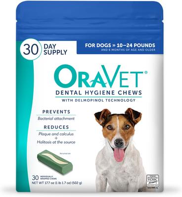 Show full view: OraVet Hygiene Dental Chews for Small Dogs, 10-24 lbs., 30 count slide 1 of 10