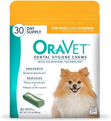 Show full view: OraVet Hygiene Dental Chews for X-Small Dogs, Up to 10-lbs., 30 count slide 1 of 11