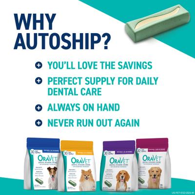 Show full view: OraVet Hygiene Dental Chews for X-Small Dogs, Up to 10-lbs., 30 count slide 9 of 11