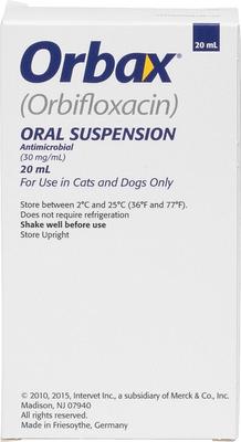 Show full view: Orbax (orbifloxacin) Oral Suspension for Dogs & Cats, 30 mg/mL, 20-mL slide 1 of 12