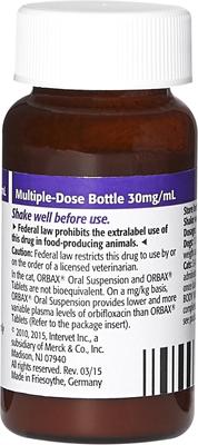 Show full view: Orbax (orbifloxacin) Oral Suspension for Dogs & Cats, 30 mg/mL, 20-mL slide 4 of 12