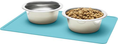 Show full view: Speckle & Spot by Ore' Originals Pet Silicone Dog & Cat Placemat, Aqua slide 5 of 7